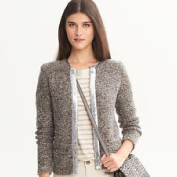 Banana Republic Sweaters - Banana Republic Sequin trim Sweater Jacket
